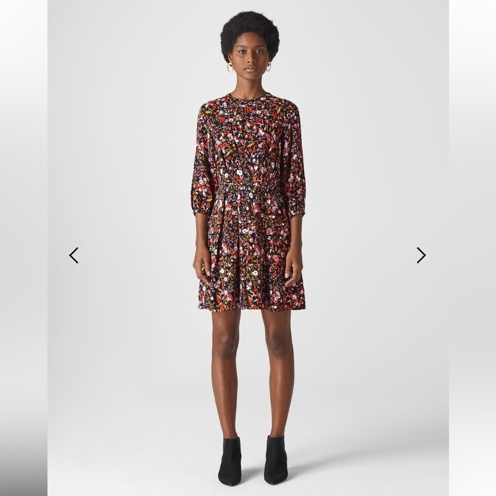 Whistles FLIPPY MEADOW PRINT DRESS IN PINK MULTI